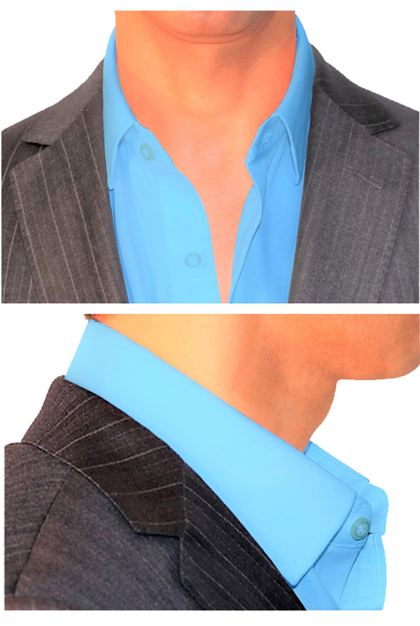 Stiff Collar Stay and Placket with Slick Collar